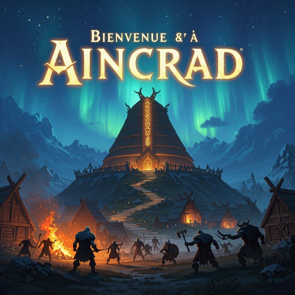 Epic Viking Longhouse Under Siege with Northern Lights