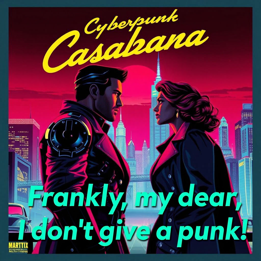 Cyberpunk Casablanca: Retro-Futuristic Poster Art
