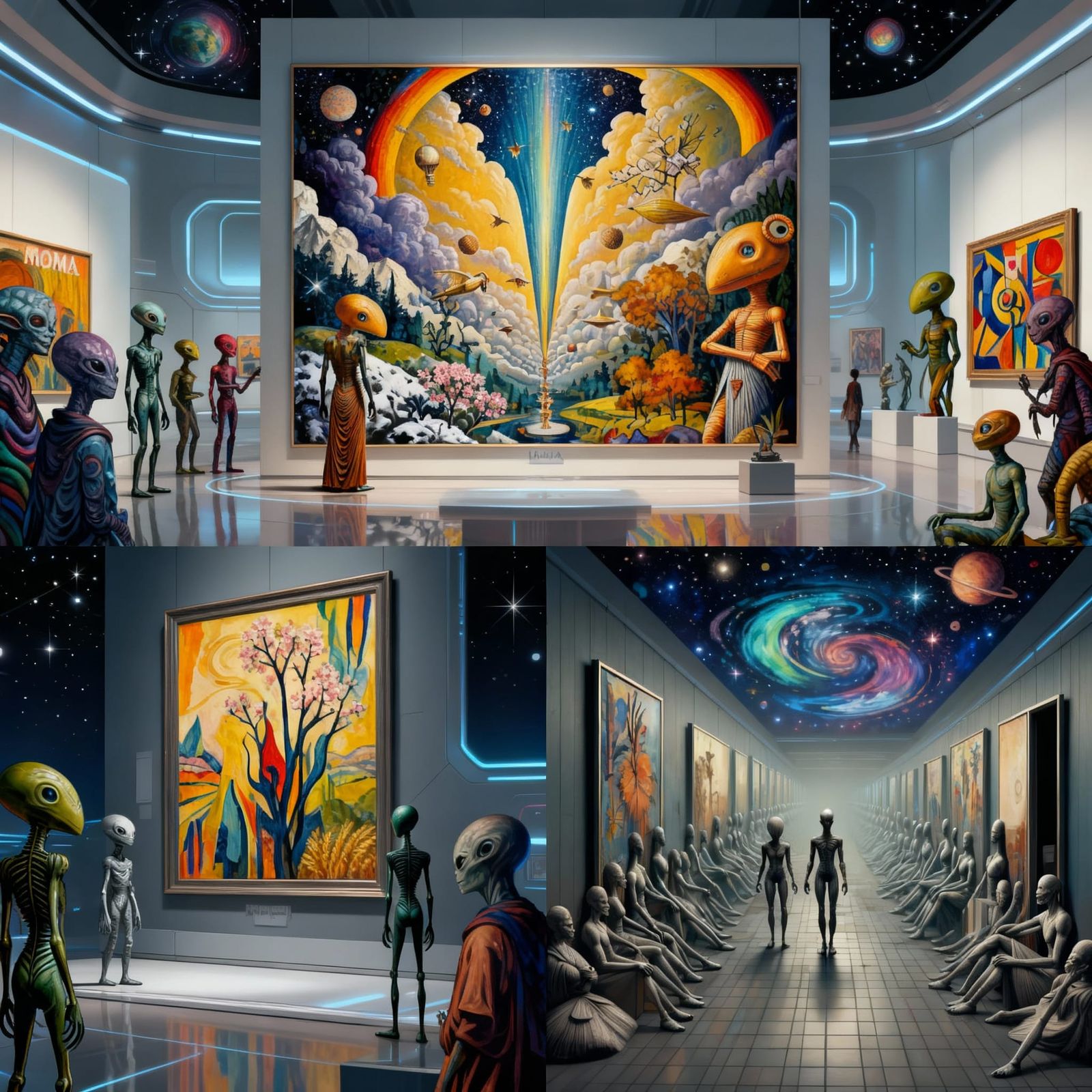 Alien Art Appreciation in Cosmic Museum