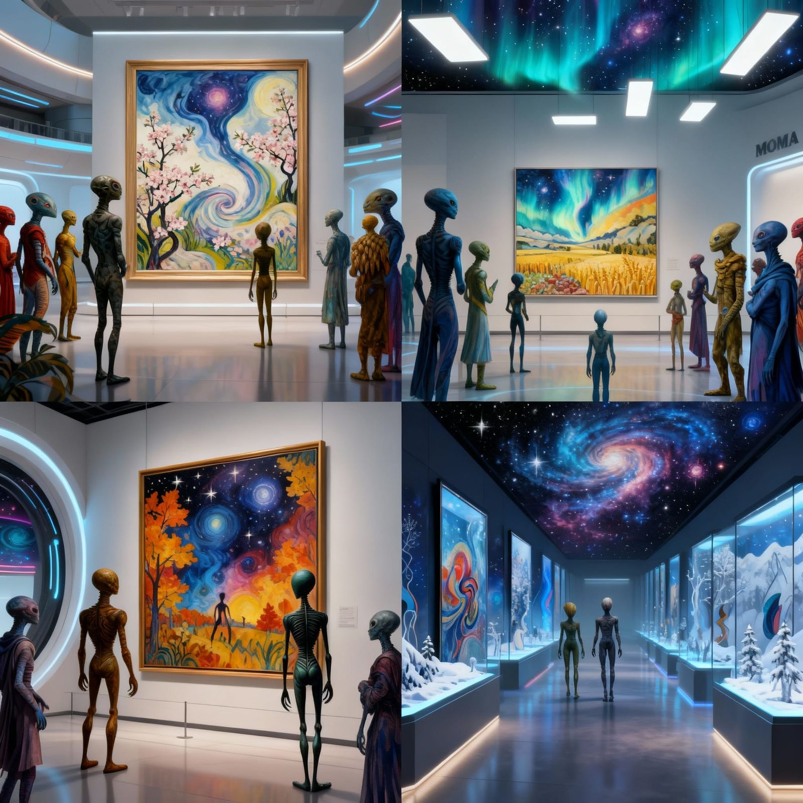Alien Art Admiration in Cosmic Museum