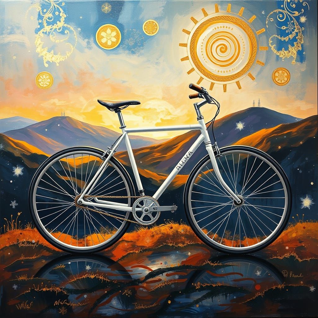 Majestic City Bike in Dreamlike Landscape