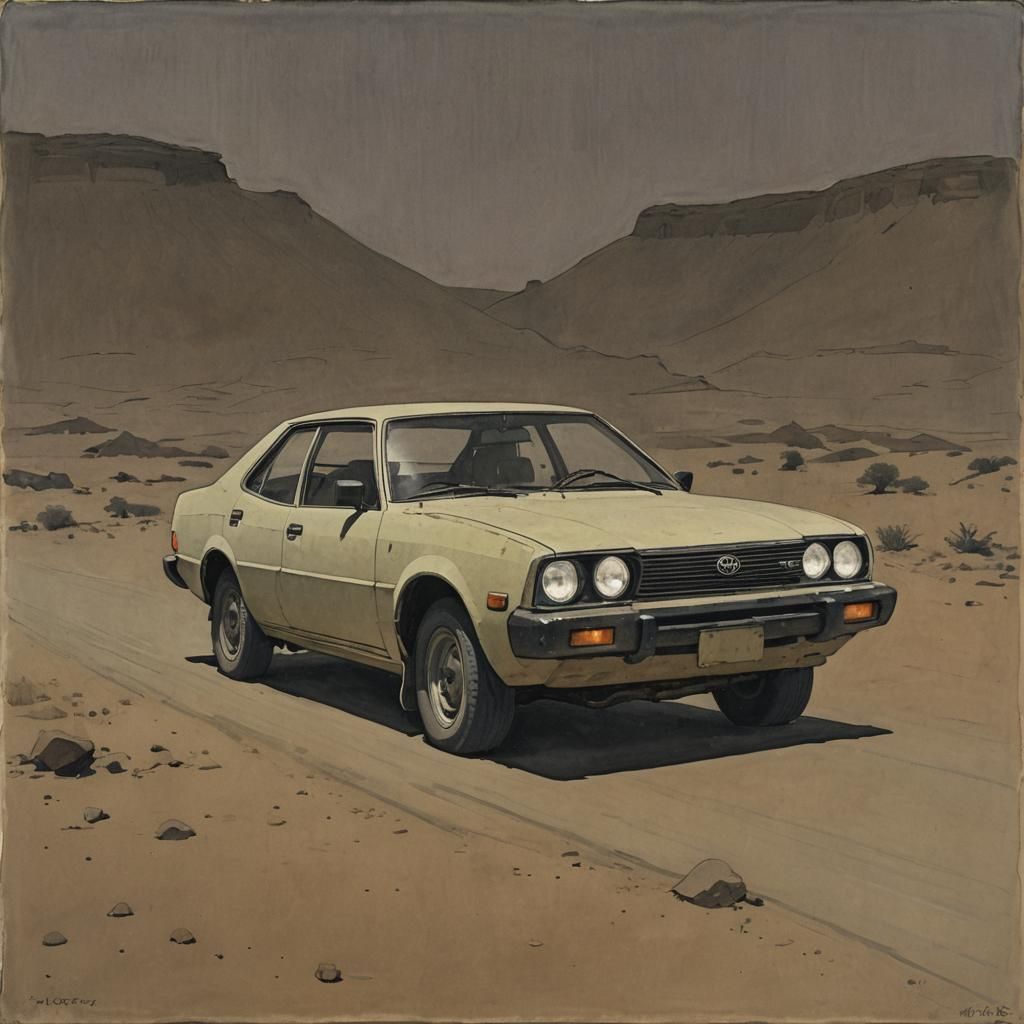 Toyota Rushing to Aswan in Abstract Expressionist Style