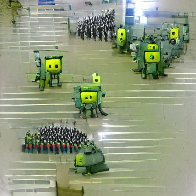 Futuristic Robot Army on the March
