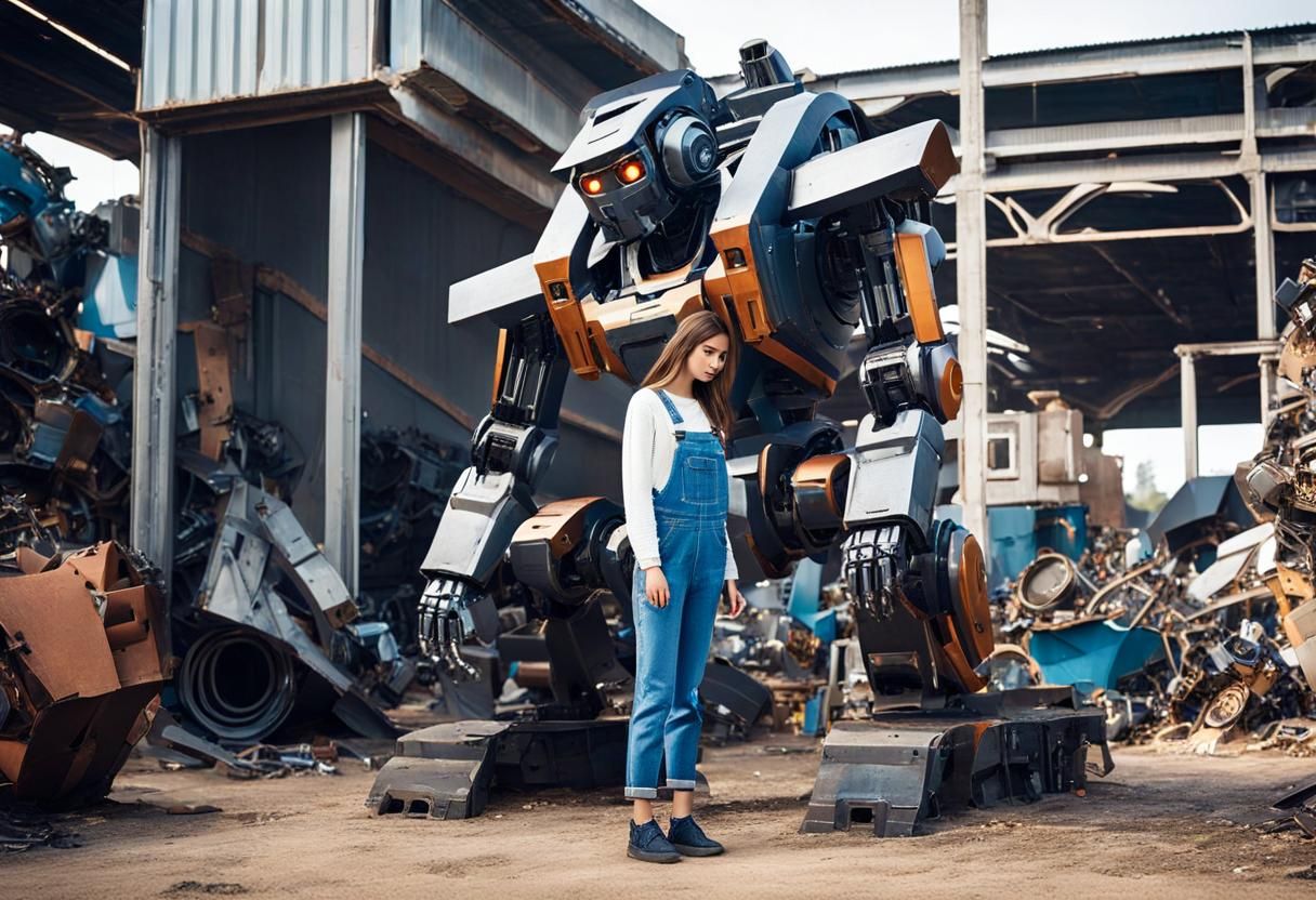 Teenage Girl Builds Mecha Robot in Junkyard