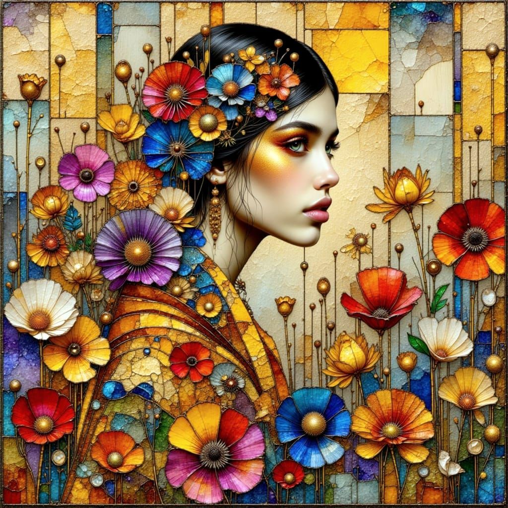 Surreal Floral Tapestry in Imperial Splendor