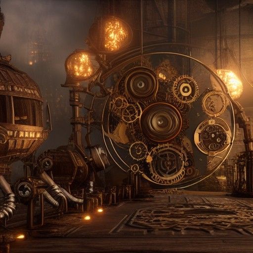 Steampunk Clockwork City on Giant Wheels
