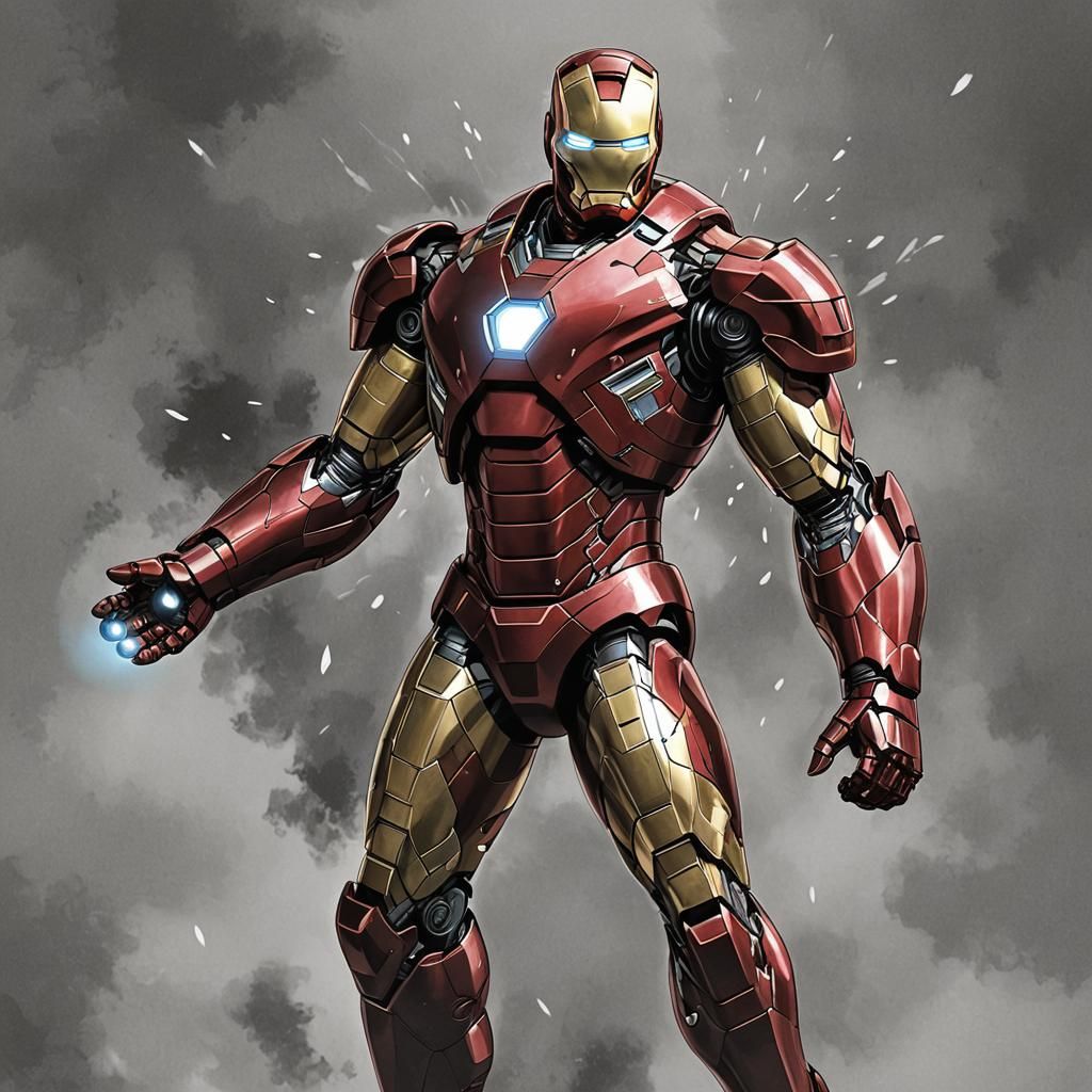 Iron Man in Anime Key Visual Style