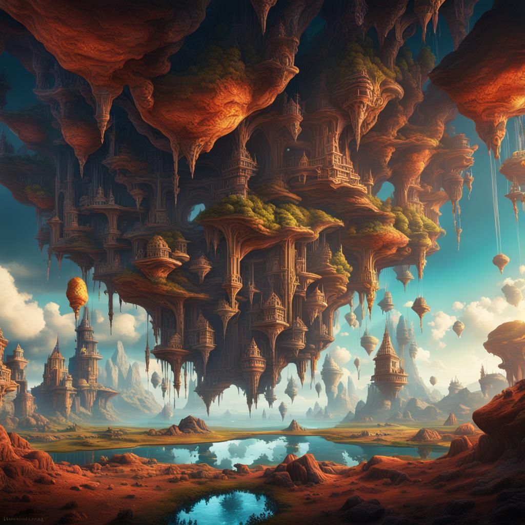 Surreal Upside Down World in Detailed Matte Painting