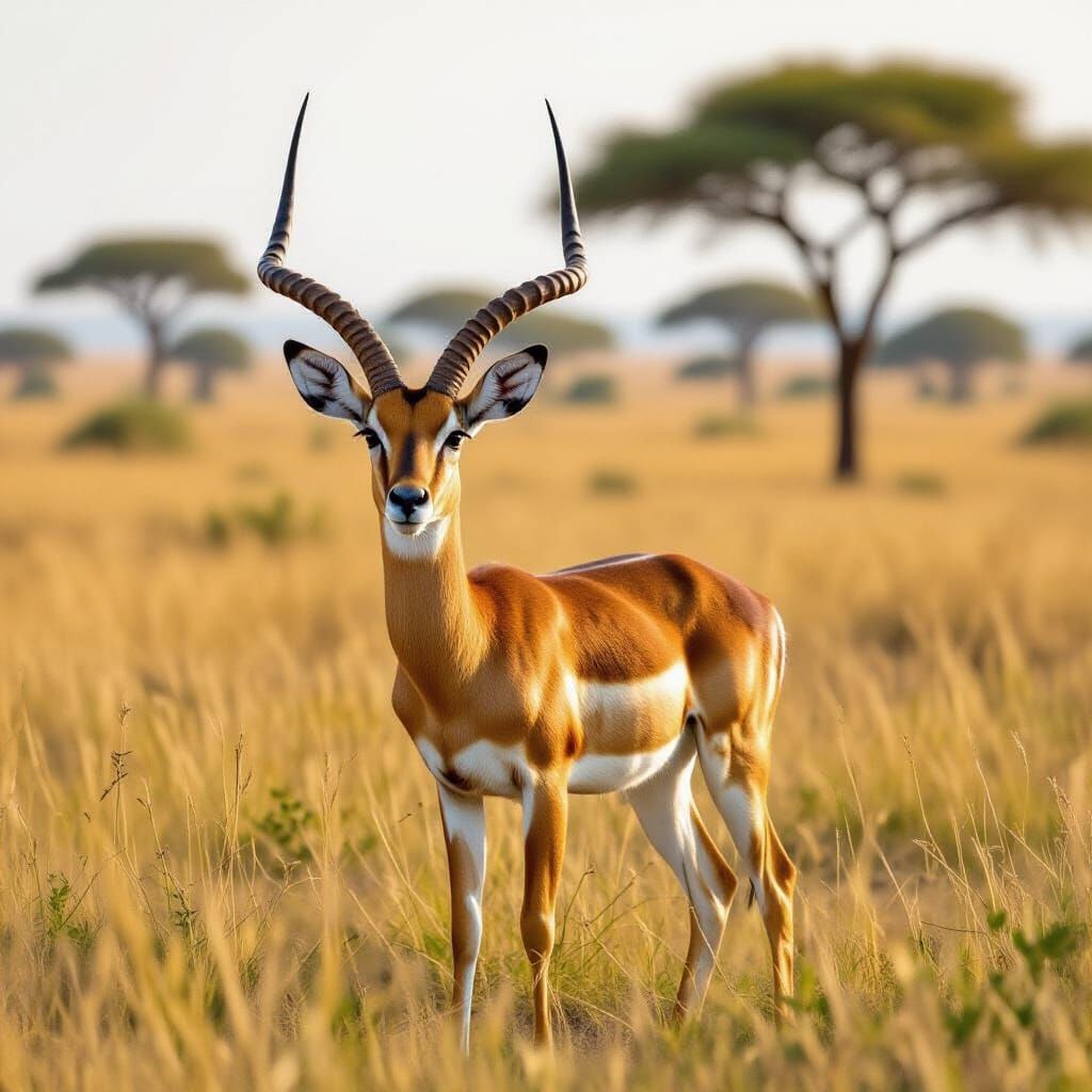 Majestic Male Impala in African Savanna