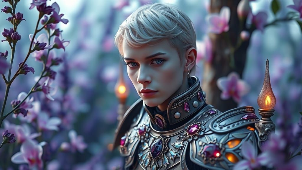 Regal Figure in Lavender Dream Garden