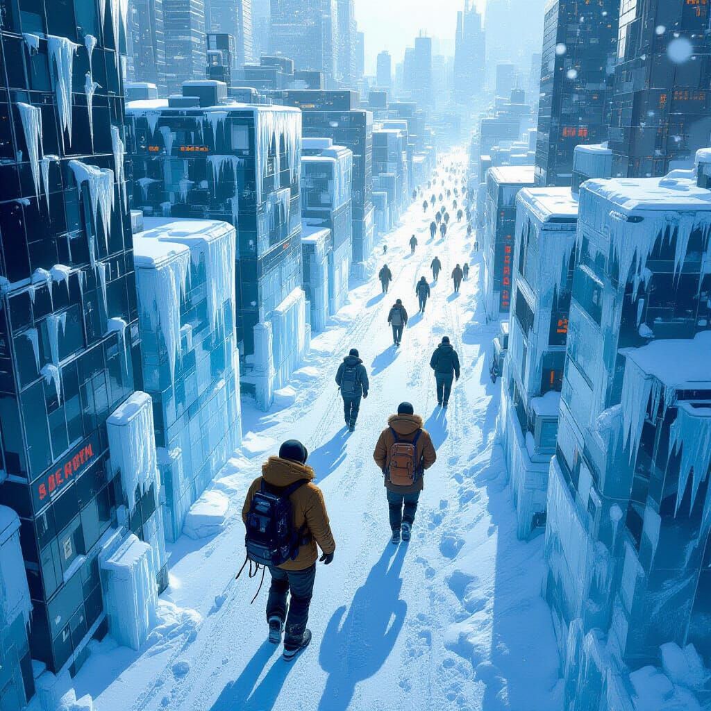 City Under Ice: A Photorealistic Futuristic Winterscape