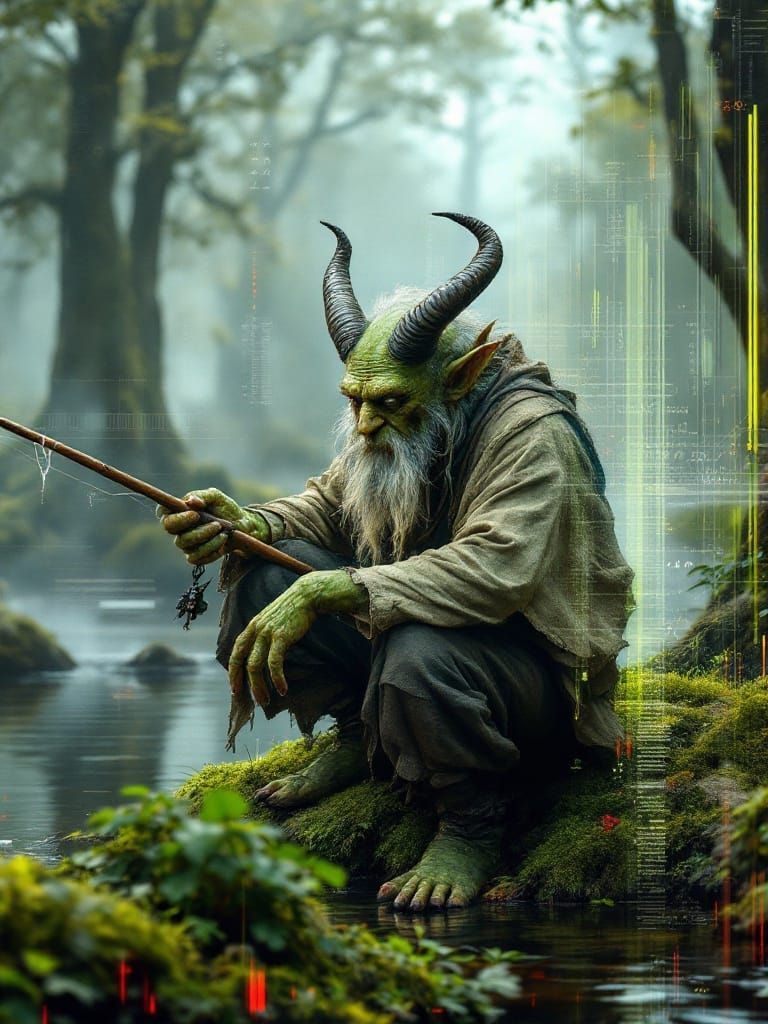 Glitching Reality in a Whimsical Woodland Scene