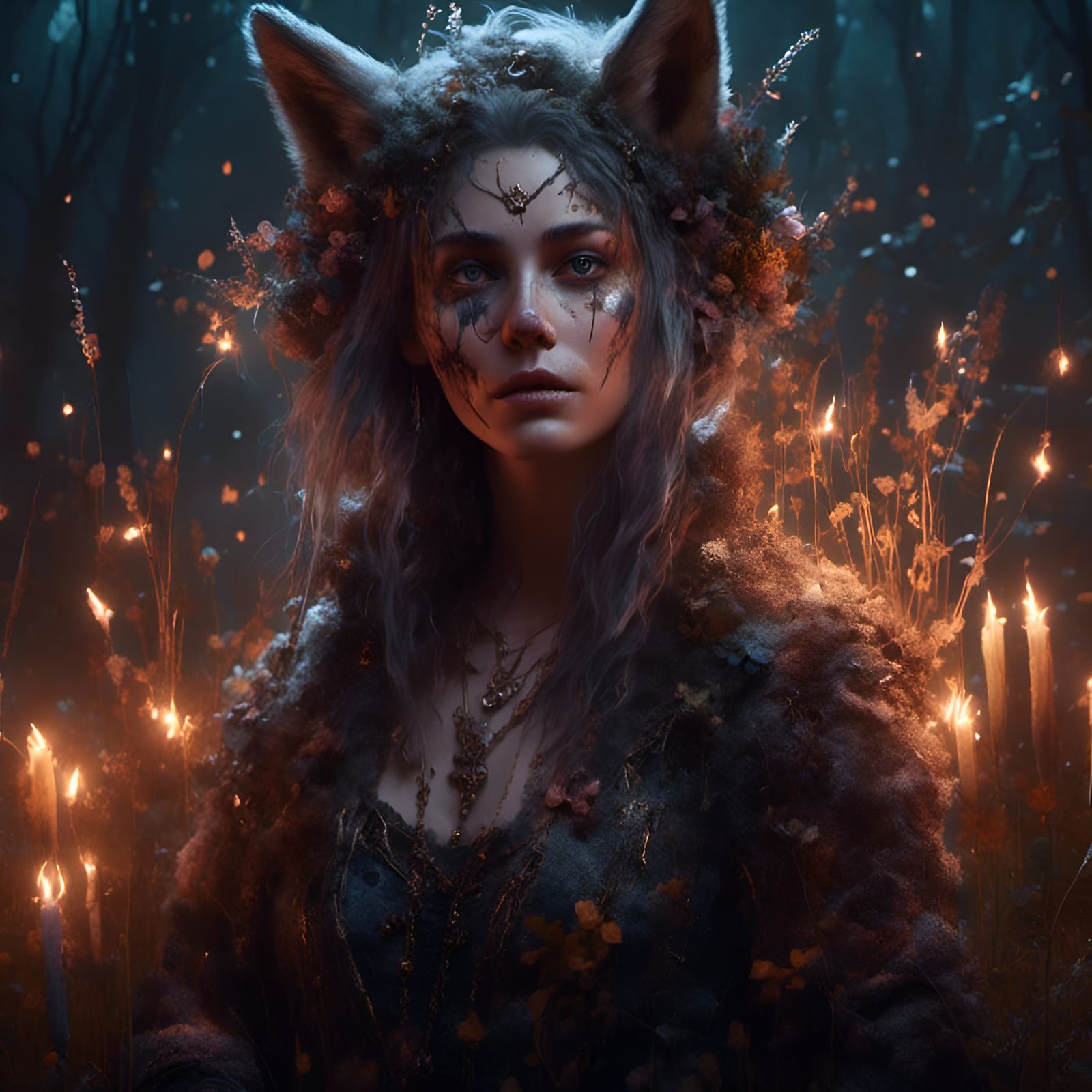 Gothic Witch Portrait in Hyperreal Detail