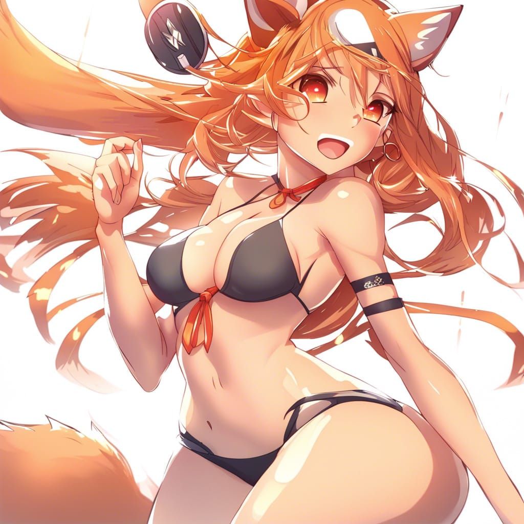 Fox-Girl in Bikini: Anime Manga Style