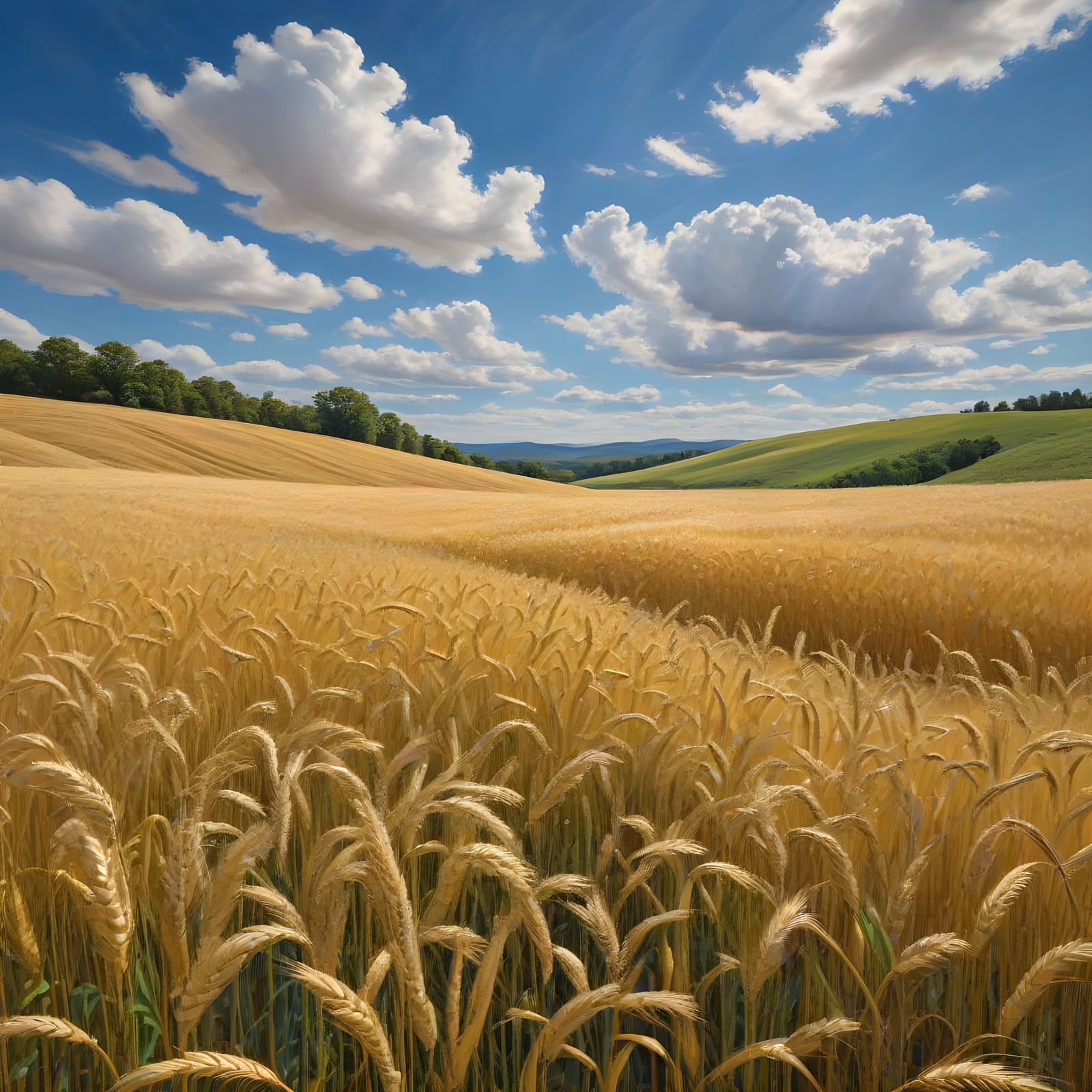 Golden Wheat Field Under a Clear Sky
