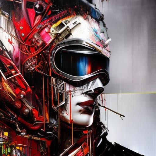 Biomechanical Samurai Cowboy in Sci-Fi Urban Art