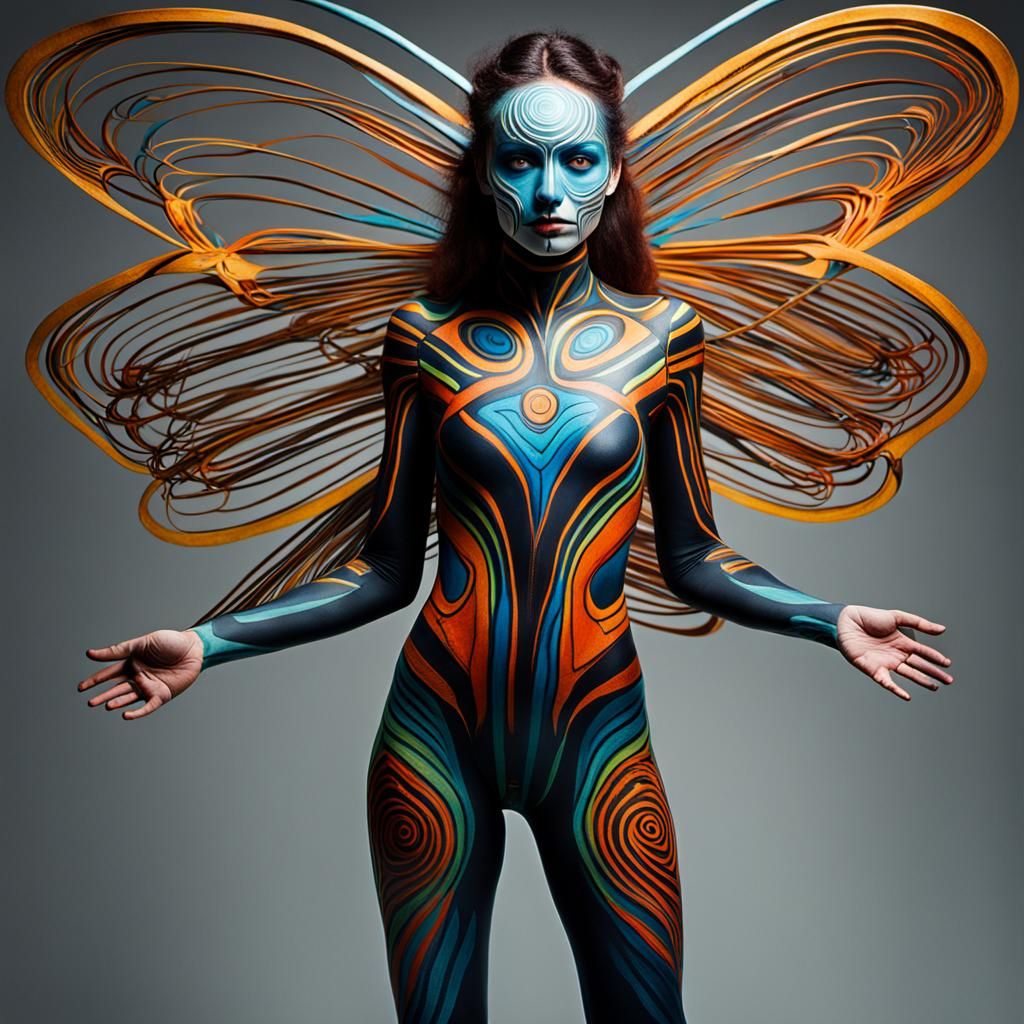 Abstract Surreal Model with Bodypaint in Dreamtime