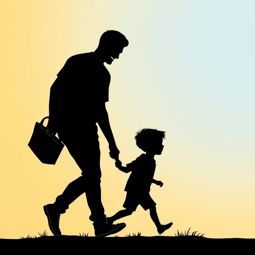 A Happy Dad and Son Share a Heartwarming Moment in a Bright ...