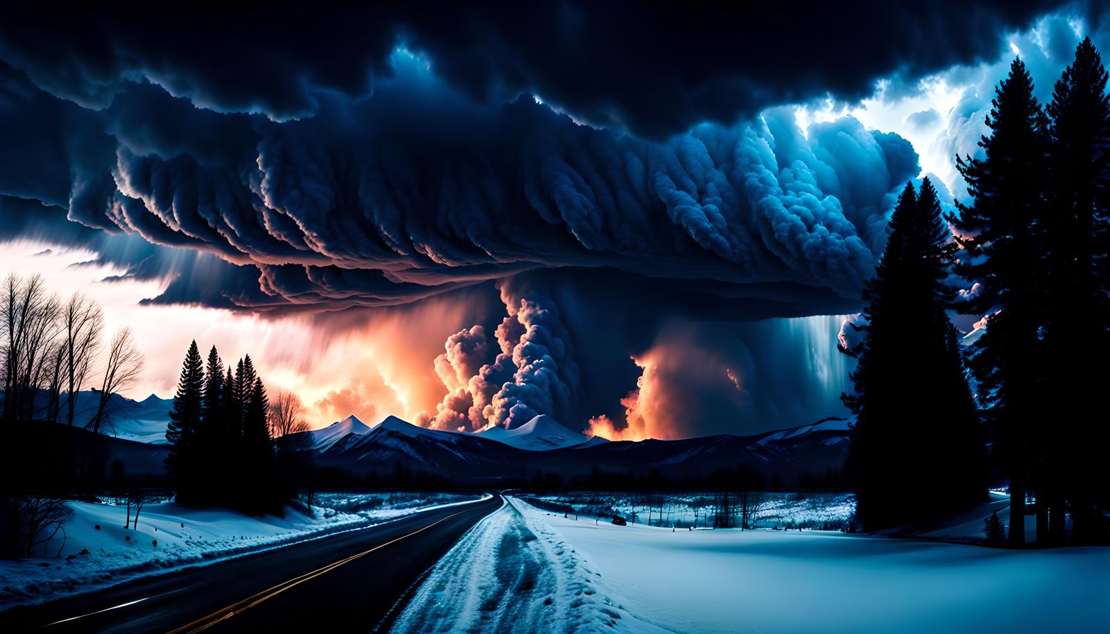 Ominous Snow Apocalypse: Minimalist Twilight Cataclysm