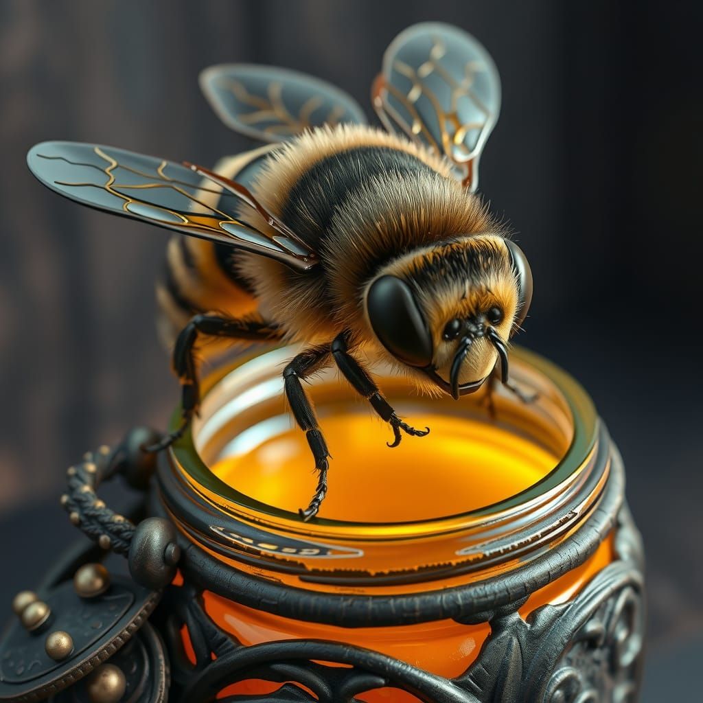 Bee Closes Honey Jar in Fantasy Concept Art