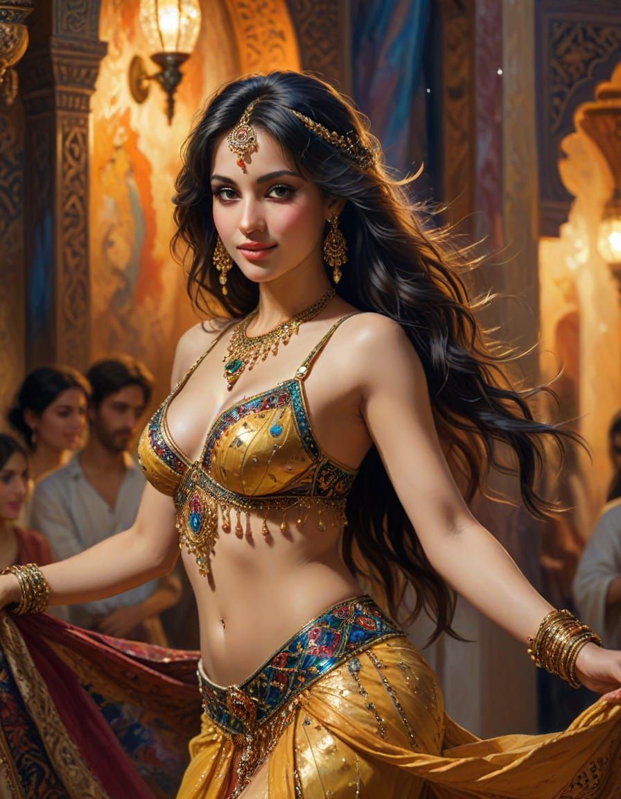 Arabian Belly Dancer in Warm Golden Light