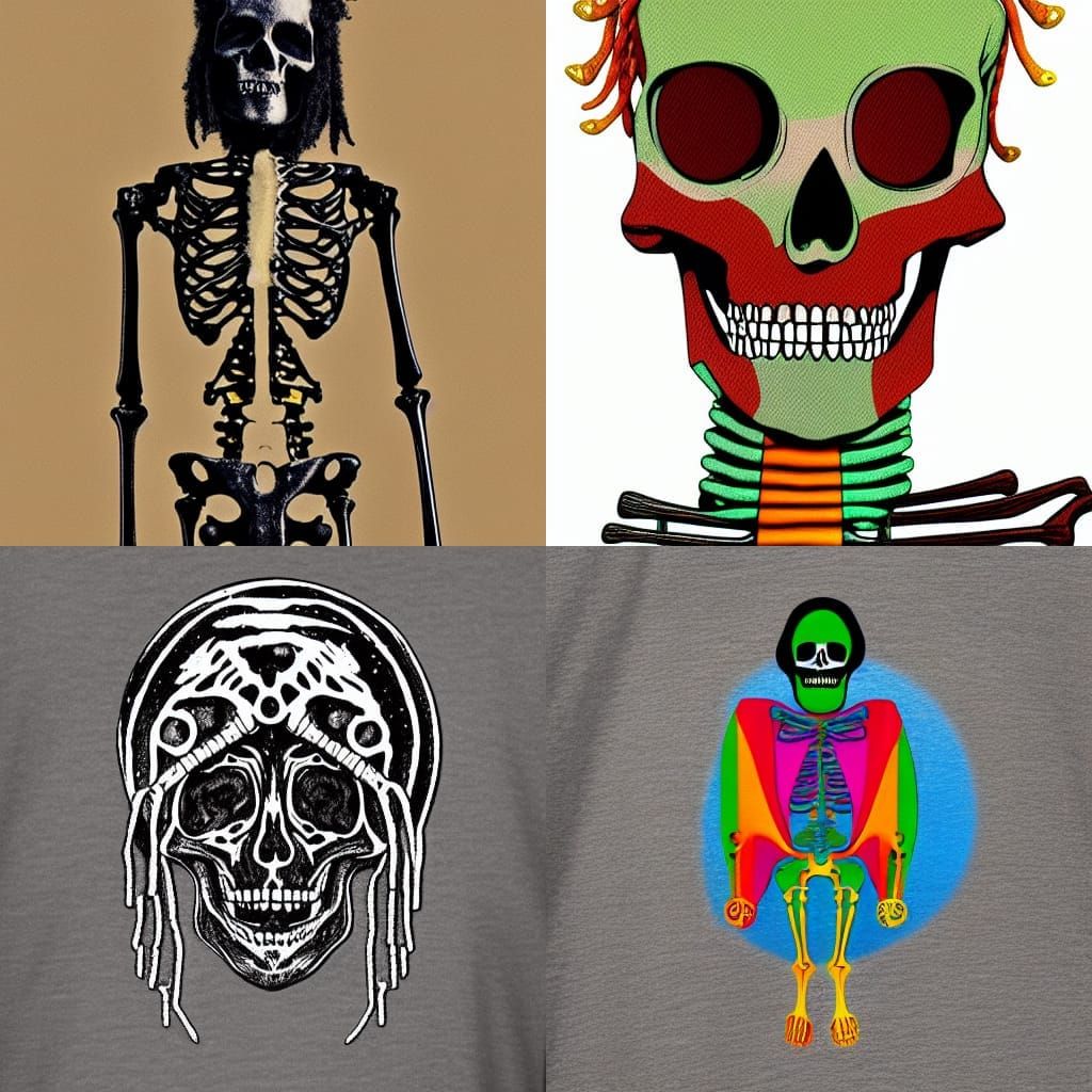 Rastafarian Skeleton Conceptual AI Art
