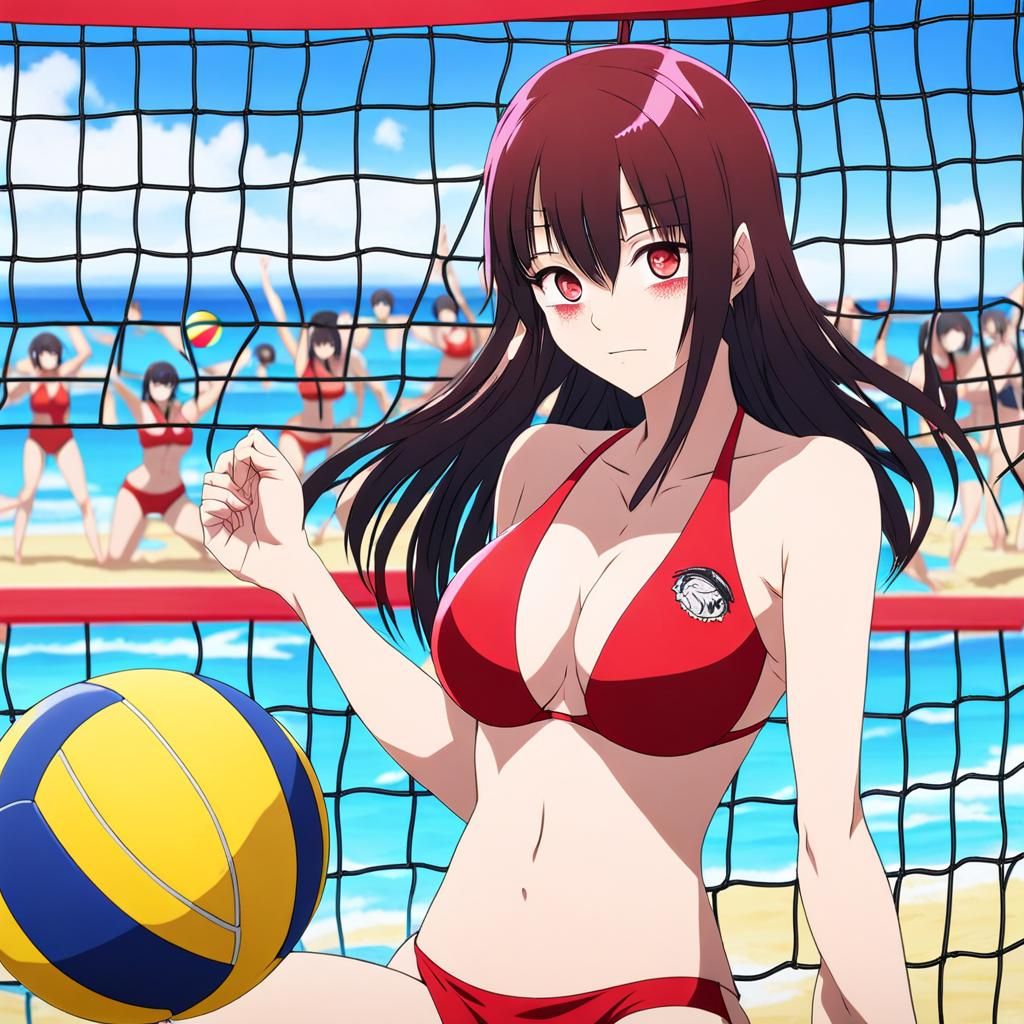 Yumeko Jabami Plays Beach Volleyball