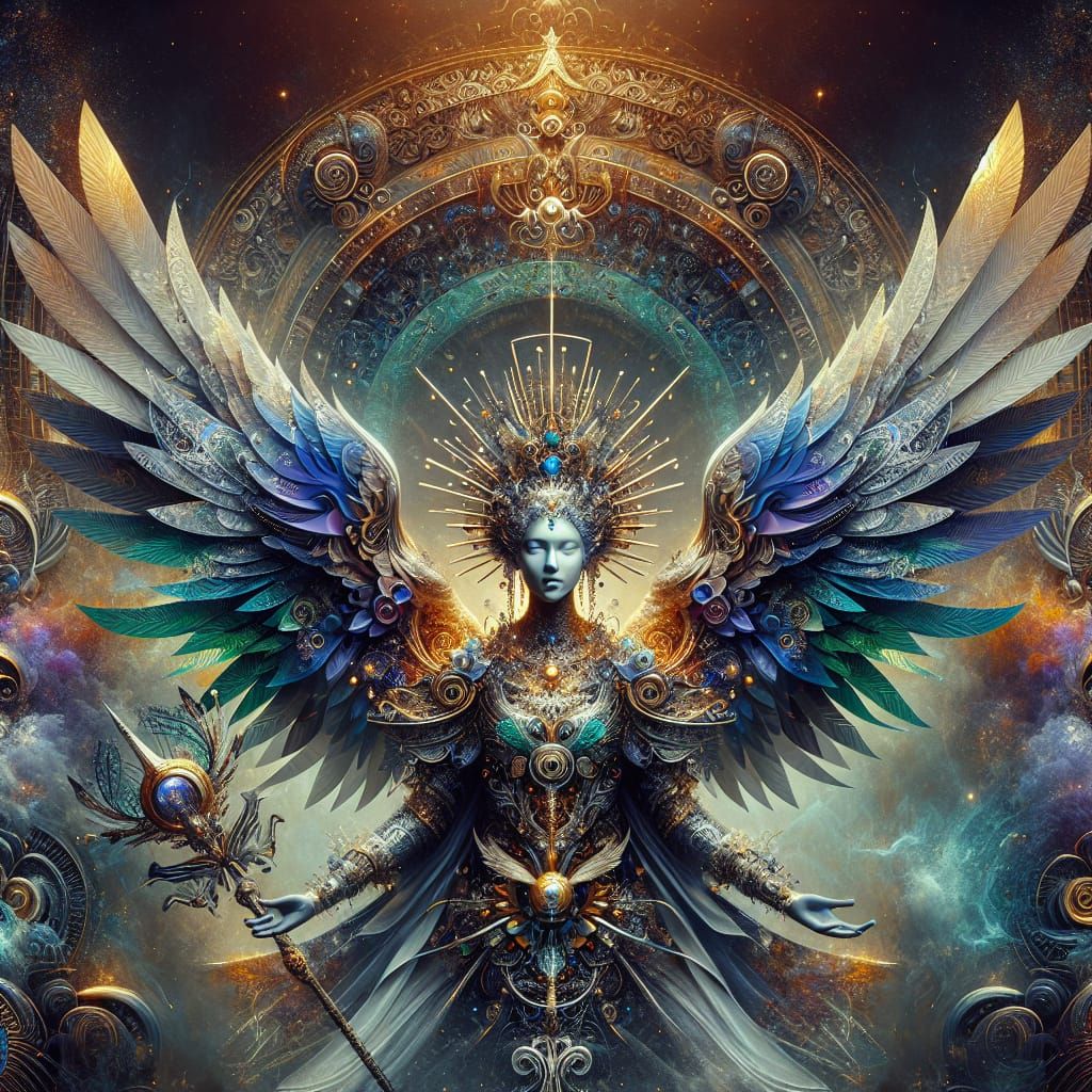 Winged Goddess in Detailed Matte Painting Style