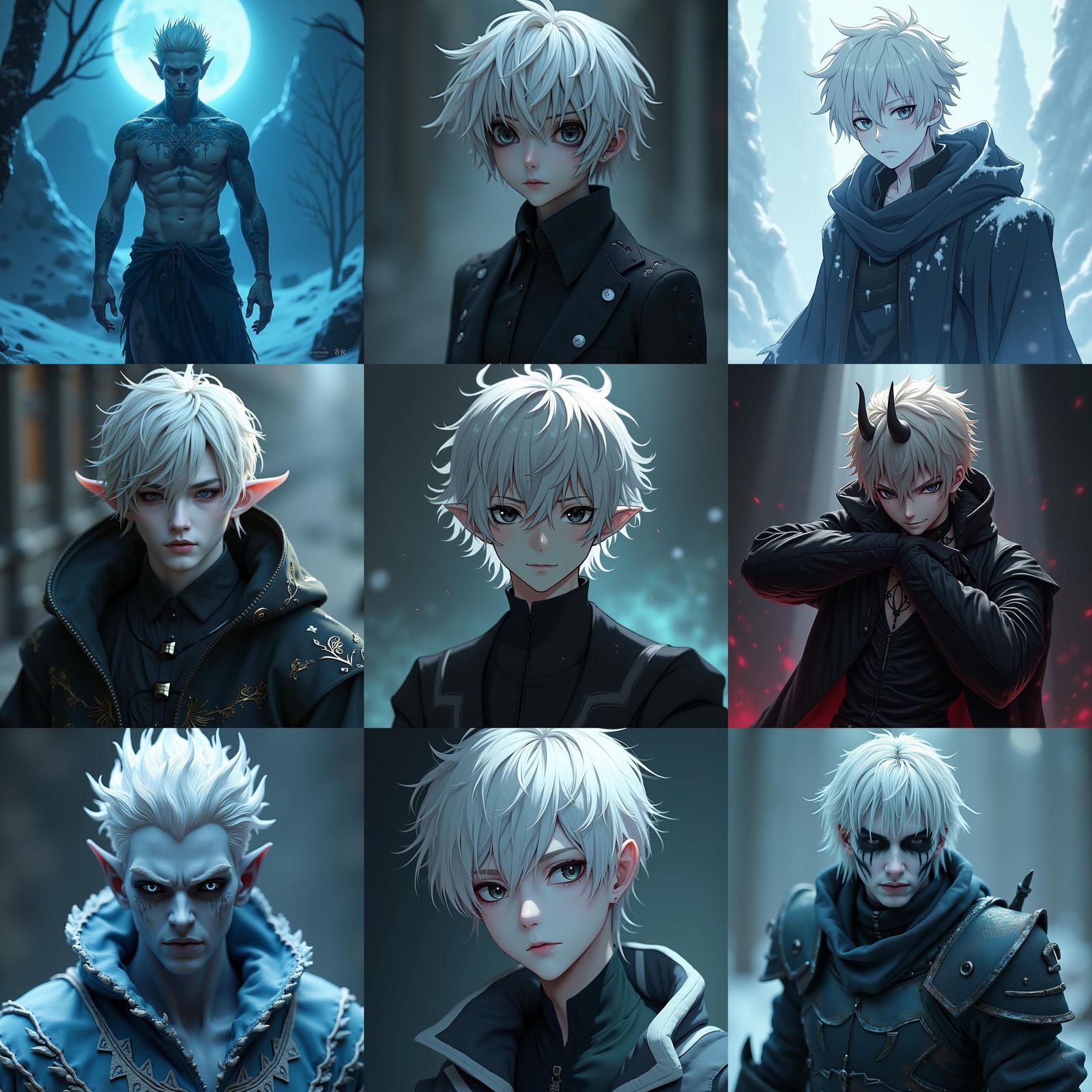 Anime-Style Undead Demon with Platinum Hair