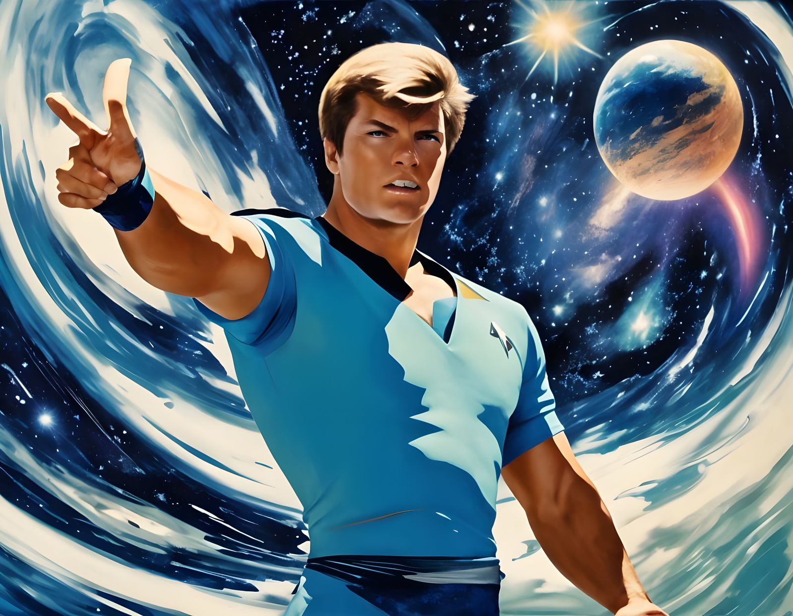 Captain Kirk in Ethereal Surreal Landscape