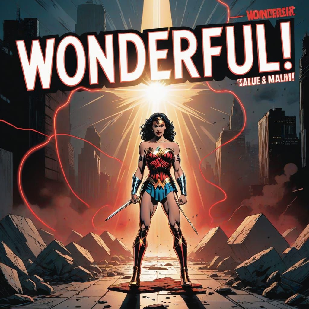 Wonder Woman in Gritty 1980s Comic Art Style