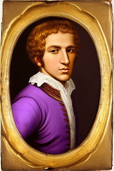 Renaissance Portrait: Blonde Man in Purple and Gold