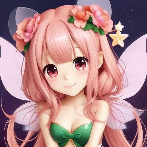 Cute Kawaii Fairy Girl in Anime Style