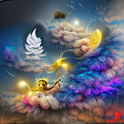 Sparkling Fairy Angel in Night Sky: 3D Digital Art