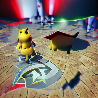 pikachu standing on pokemon stadium trending on Artstation Unreal Engine 3D shading shadow depth