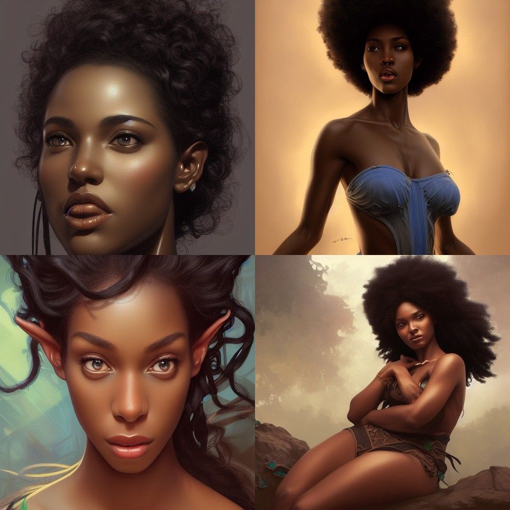 Beautiful Dark Elf Woman Portrait in Artgerm Style