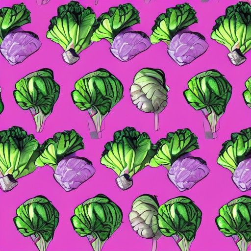 Cabbages Repeating Pattern: AI-Generated Design