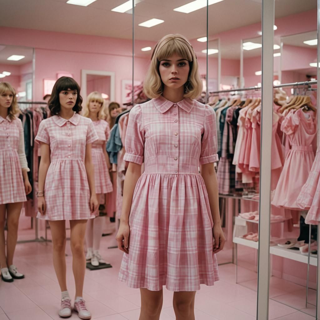 Crossdressing Teen Poses in Pink Dress: Film Still