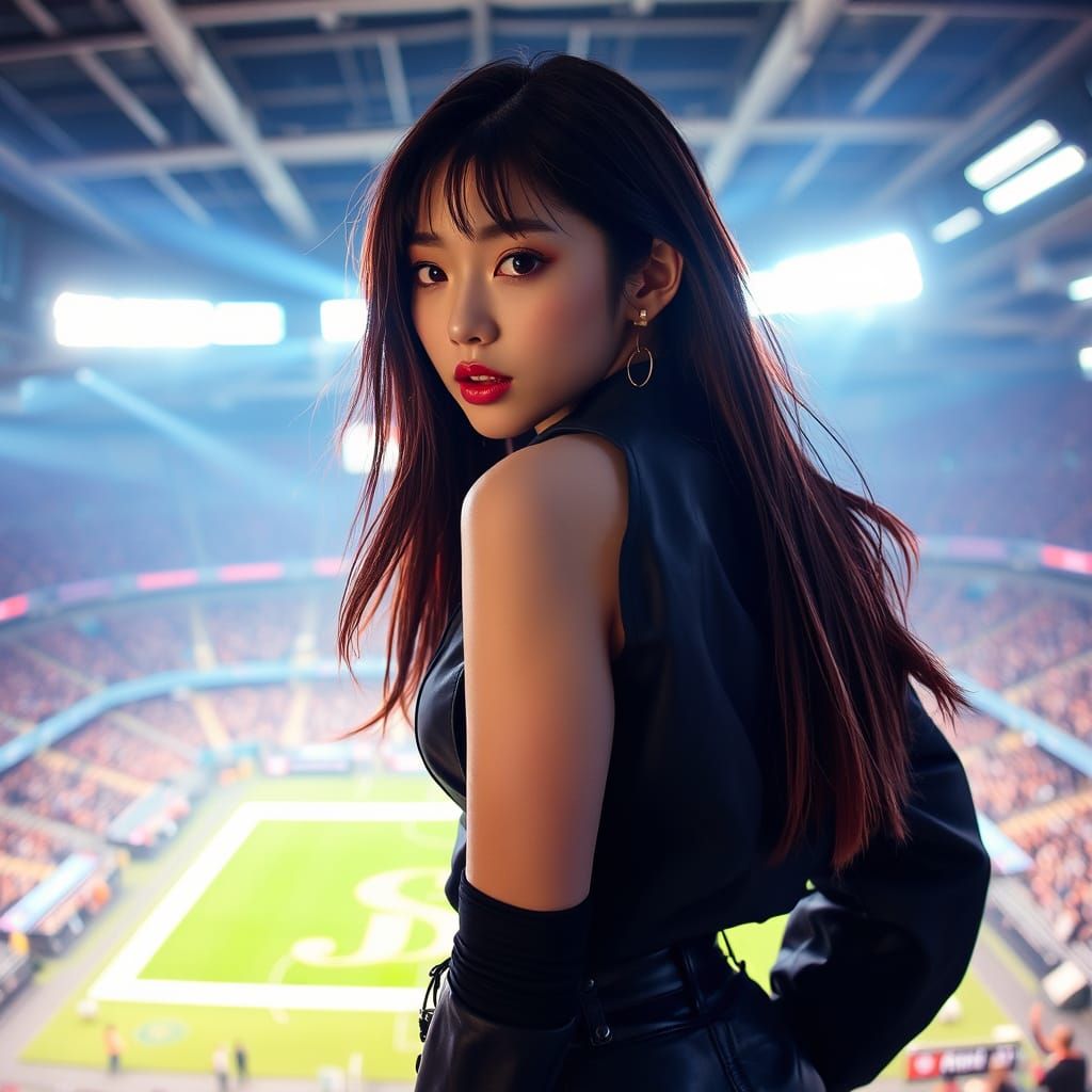 Jennie K-Pop Idol in Dynamic Stadium Scene