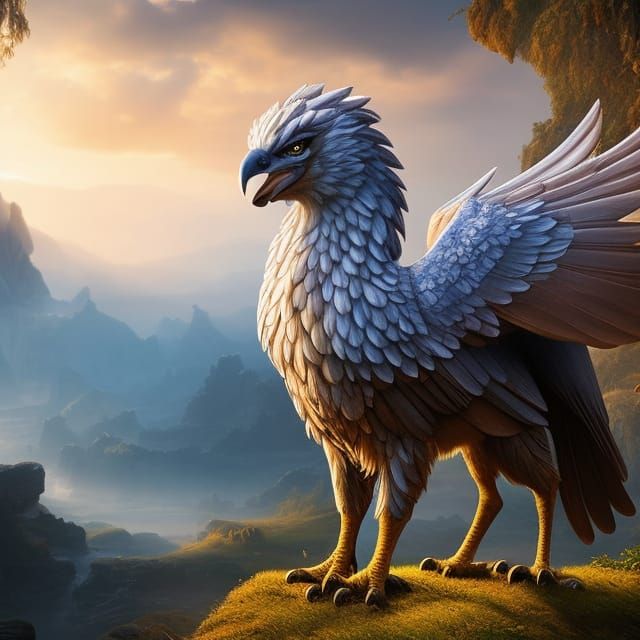 Intricate Baby Griffin with Luminous Crystal Sparkles