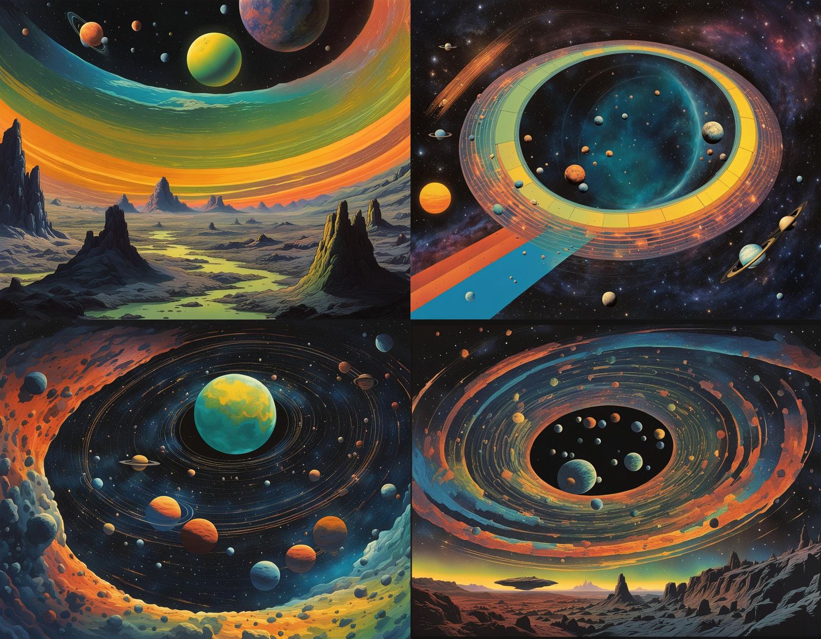 Iridescence in space holes, Cesare Agostino Detti, color gra...