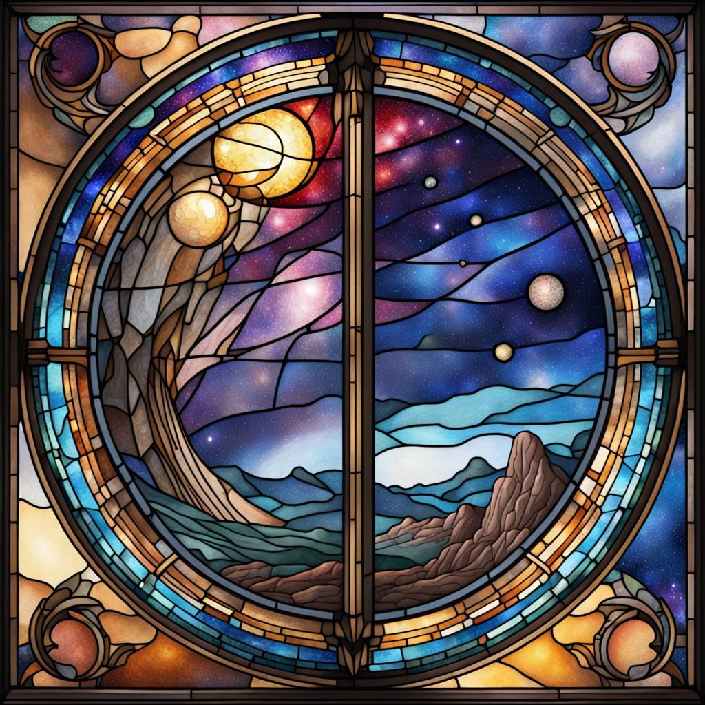 Galaxy Stained Glass Window: Exquisitely Detailed Masterpiec...