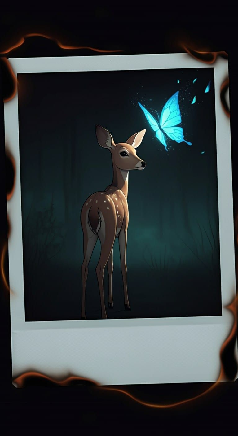 Doe and Butterfly in Simplistic Design