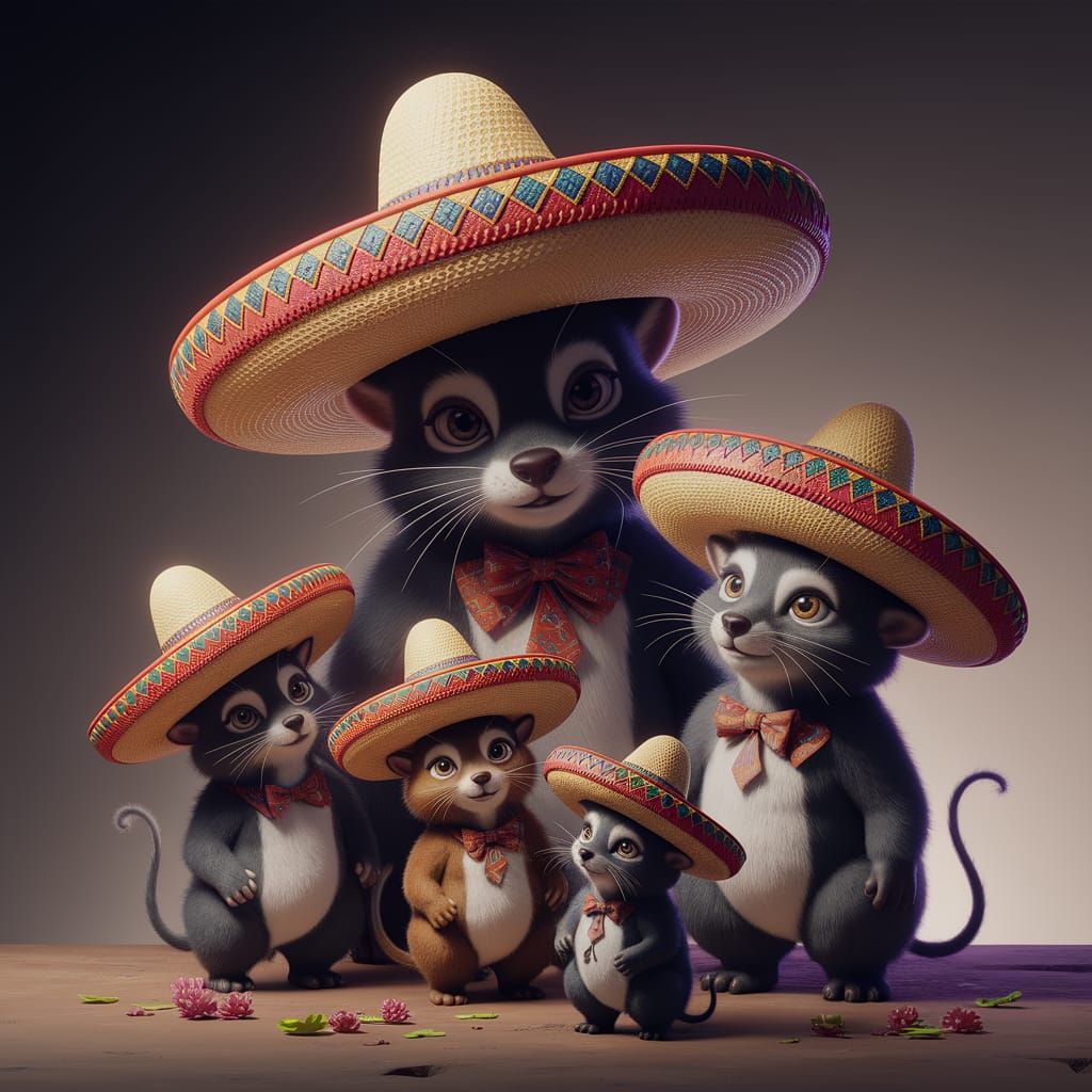 Festive Forest Fiesta: Animals in Sombreros