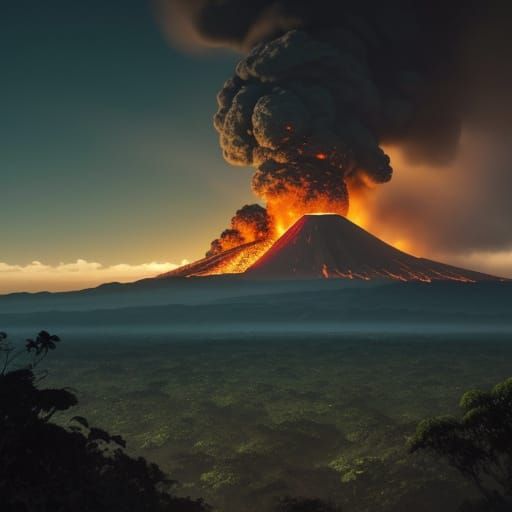Volcanic Jungle Inferno in Cinematic Hyper-Realism