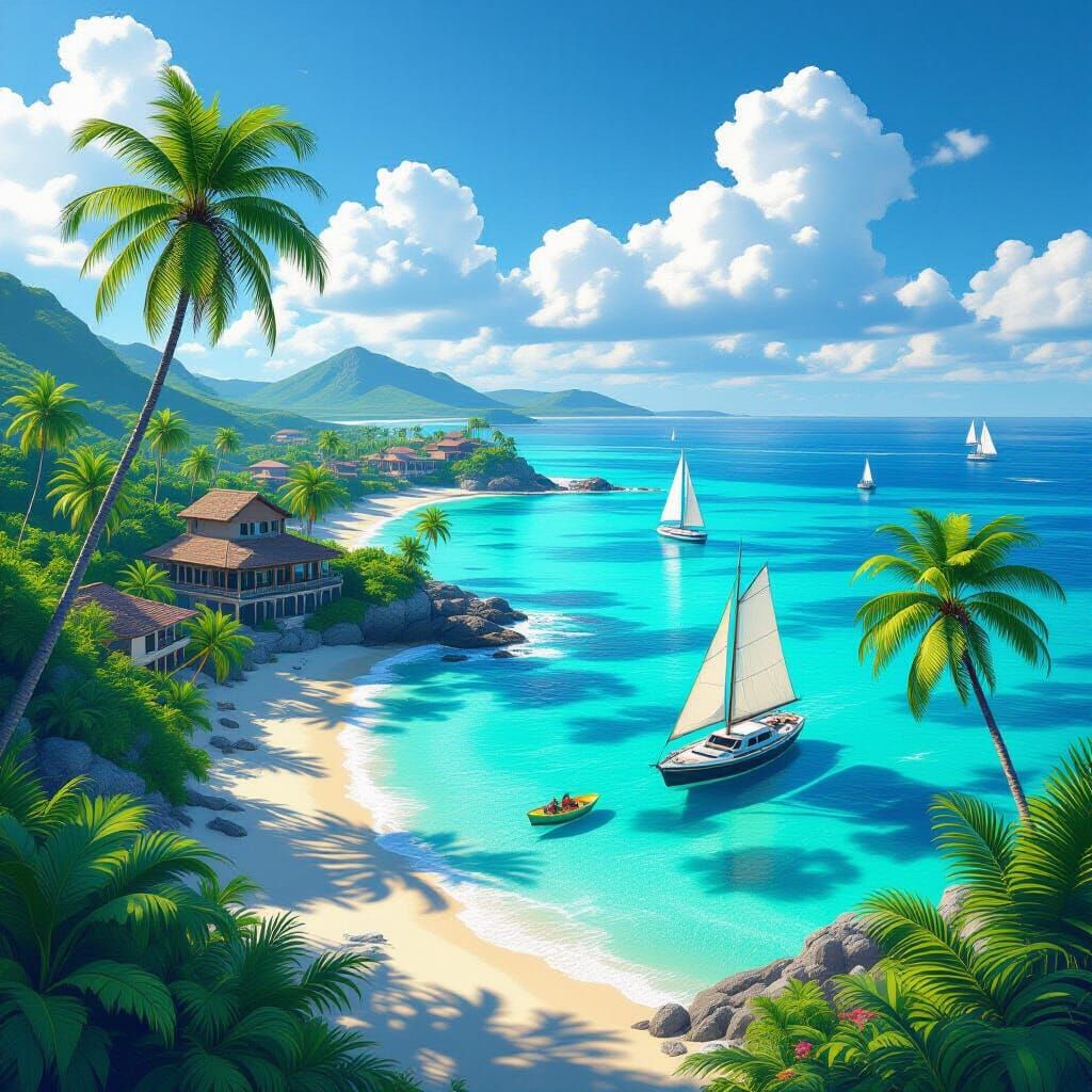 Fantastical Abaco Island Concept Art with Deep Colors