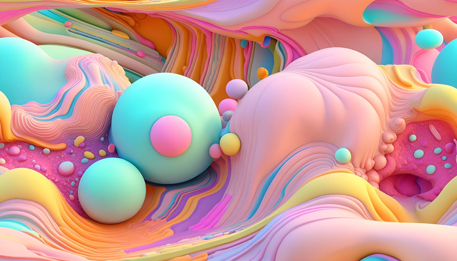 Opalescent Sculptures in a Pastel Landscape