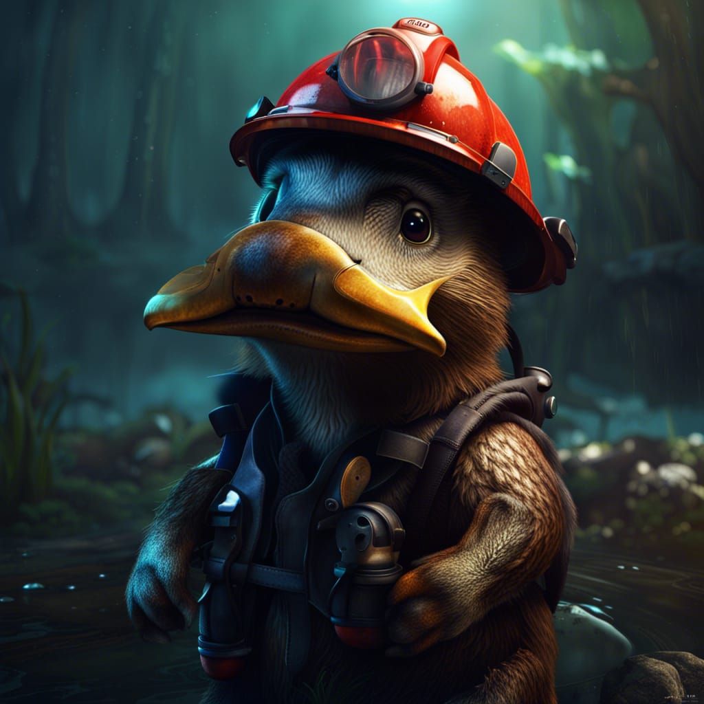 Platypus Firefighter: Detailed Matte Painting
