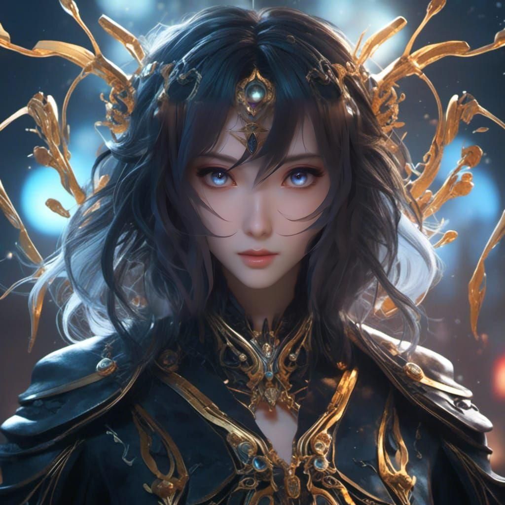 Mystic Woman with Shoulder Length Hair in Anime Style