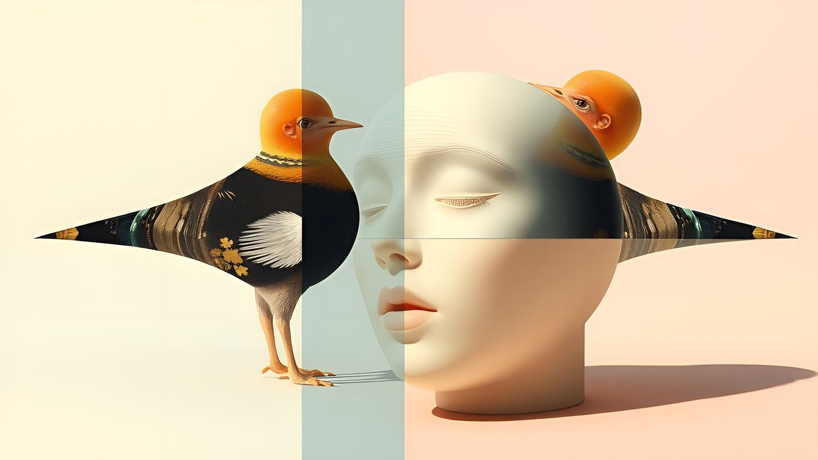 Surreal Automatism Collage with Pearlescent Elements